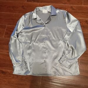 Kathie Lee Shiny Silver Dress Shirt